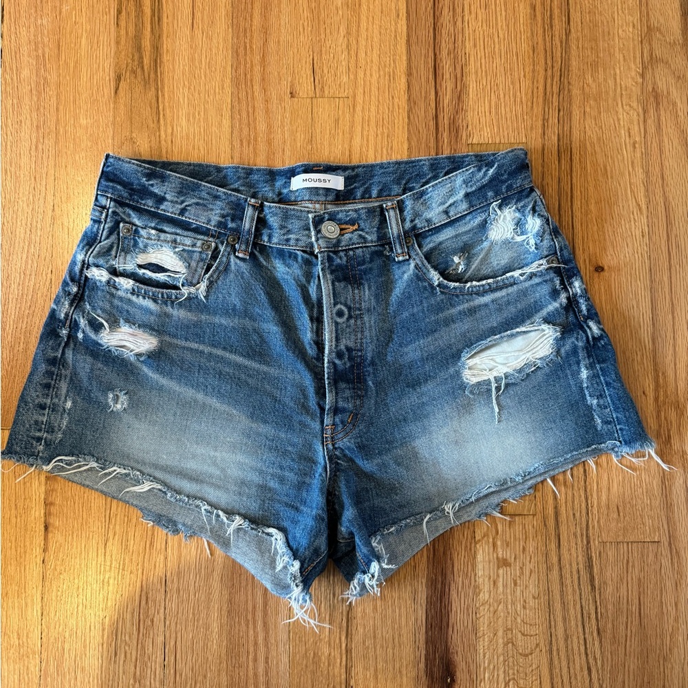 MOUSSY Distressed Jean Shorts